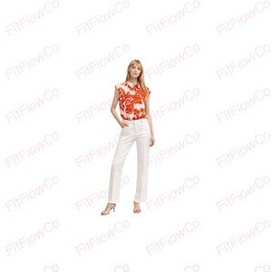 Mango Floral Satin Blouse Mock Neck Sleeveless | Size S (US 4)